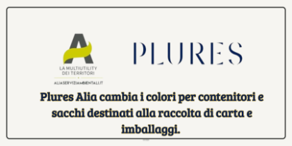 Plures Alia cambia i colori per contenitori e sacchi destinati alla raccolta di carta e imballaggi. Plures Alia cambia i colori per contenitori e sacchi destinati alla raccolta di carta e imballaggi.