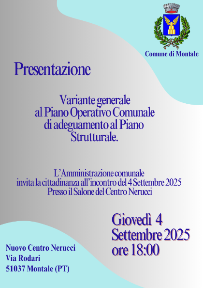 Presentazione Variante generale al Piano Operativo Comunale di adeguamento al Piano Strutturale Presentazione Variante generale al Piano Operativo Comunale di adeguamento al Piano Strutturale
