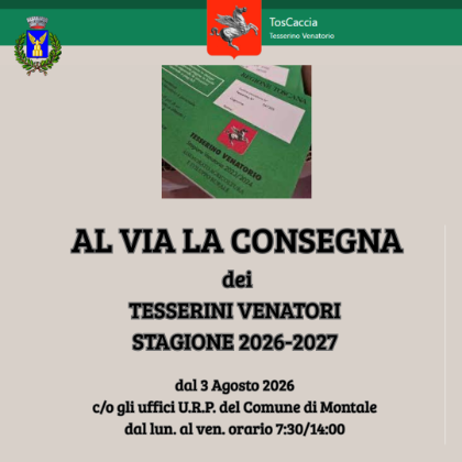 AL VIA LA CONSEGNA DEI TESSERINI VENATORI STAGIONE 2026-2027