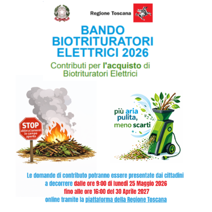 Bando contributi per l'acquisto di Biotrituratori. Pubblicato il Bando di Regione Toscana