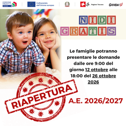 Nidi Gratis, riaperto il Bando rivolto alle Famiglie per l'A.E. 2025/2026