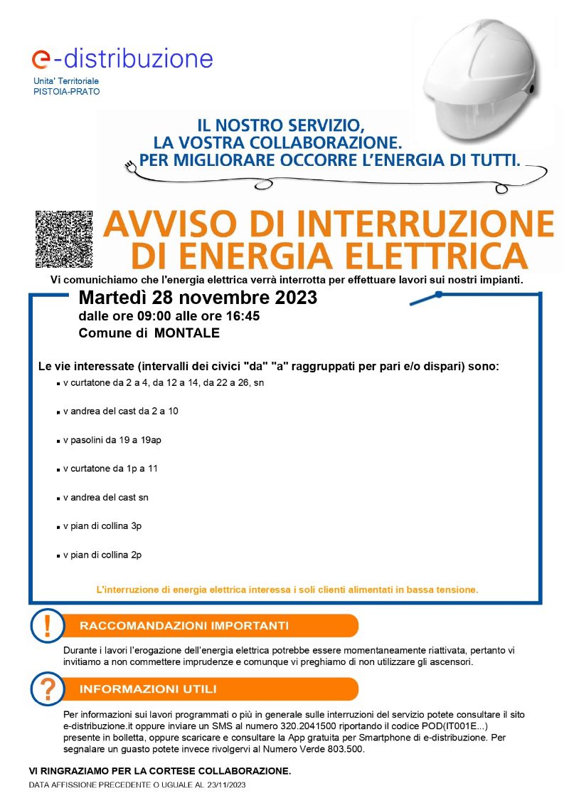 Avviso interruzione elettrica