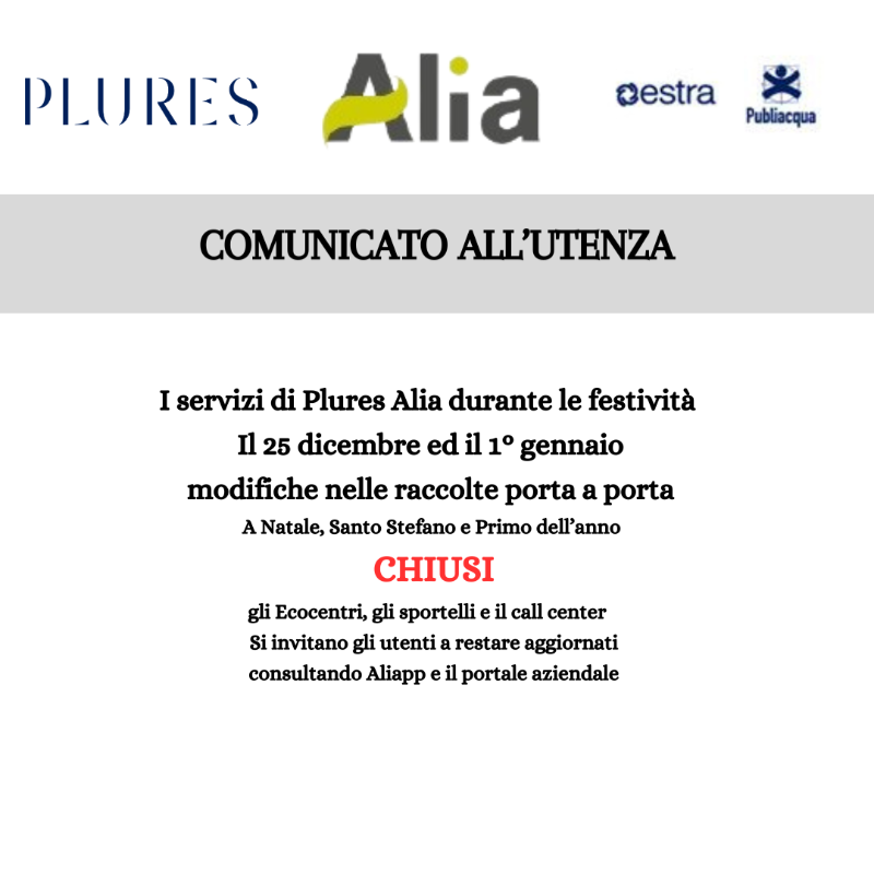 COMUNICATO ALIA.
