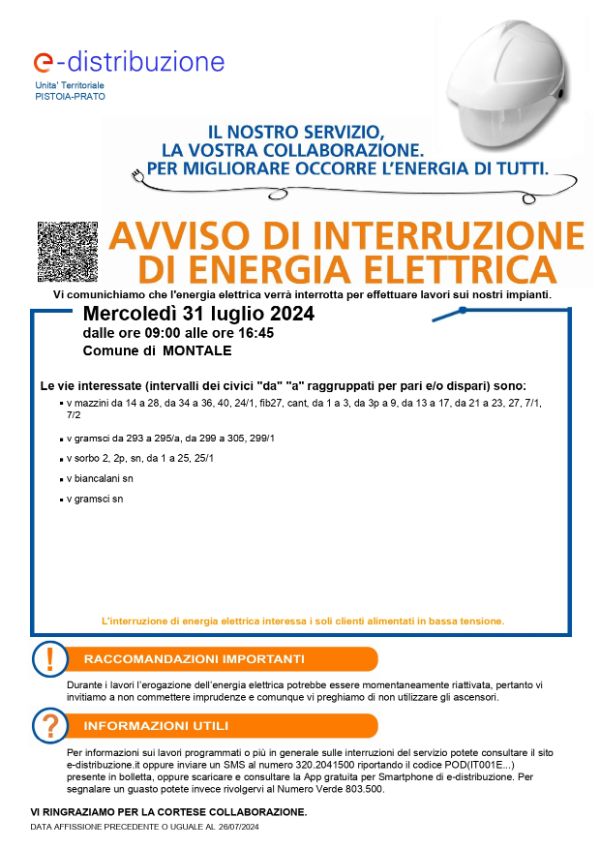 INTERRUZIONE ENERGIA ELETTRICA