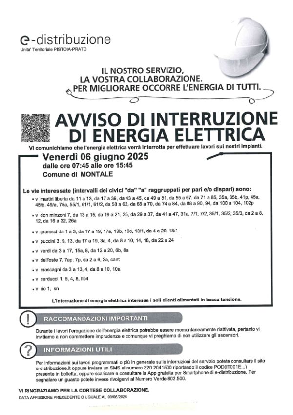 AVVISO interruzione energia